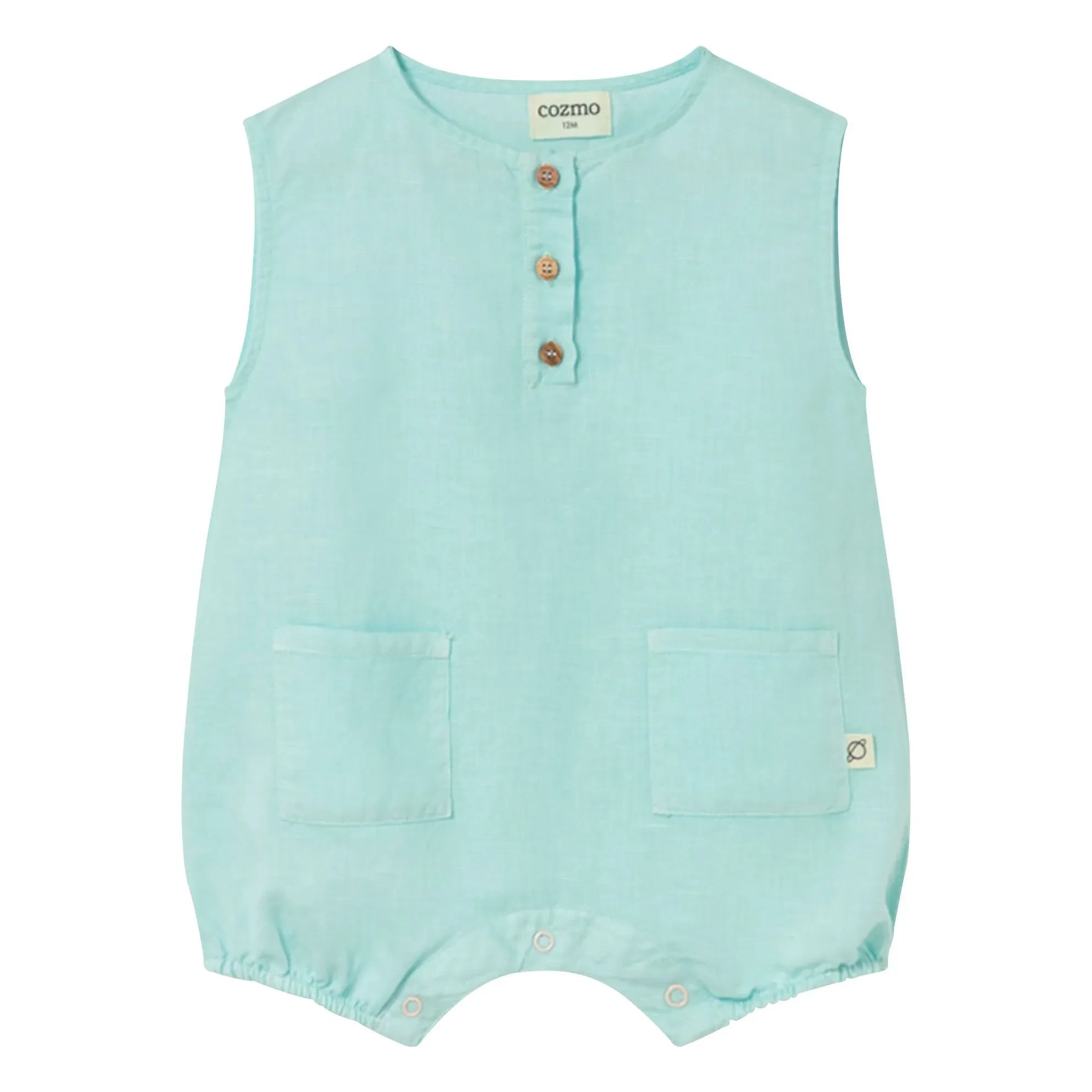 Cozmo - Milo Linen Romper Shorts | Aqua