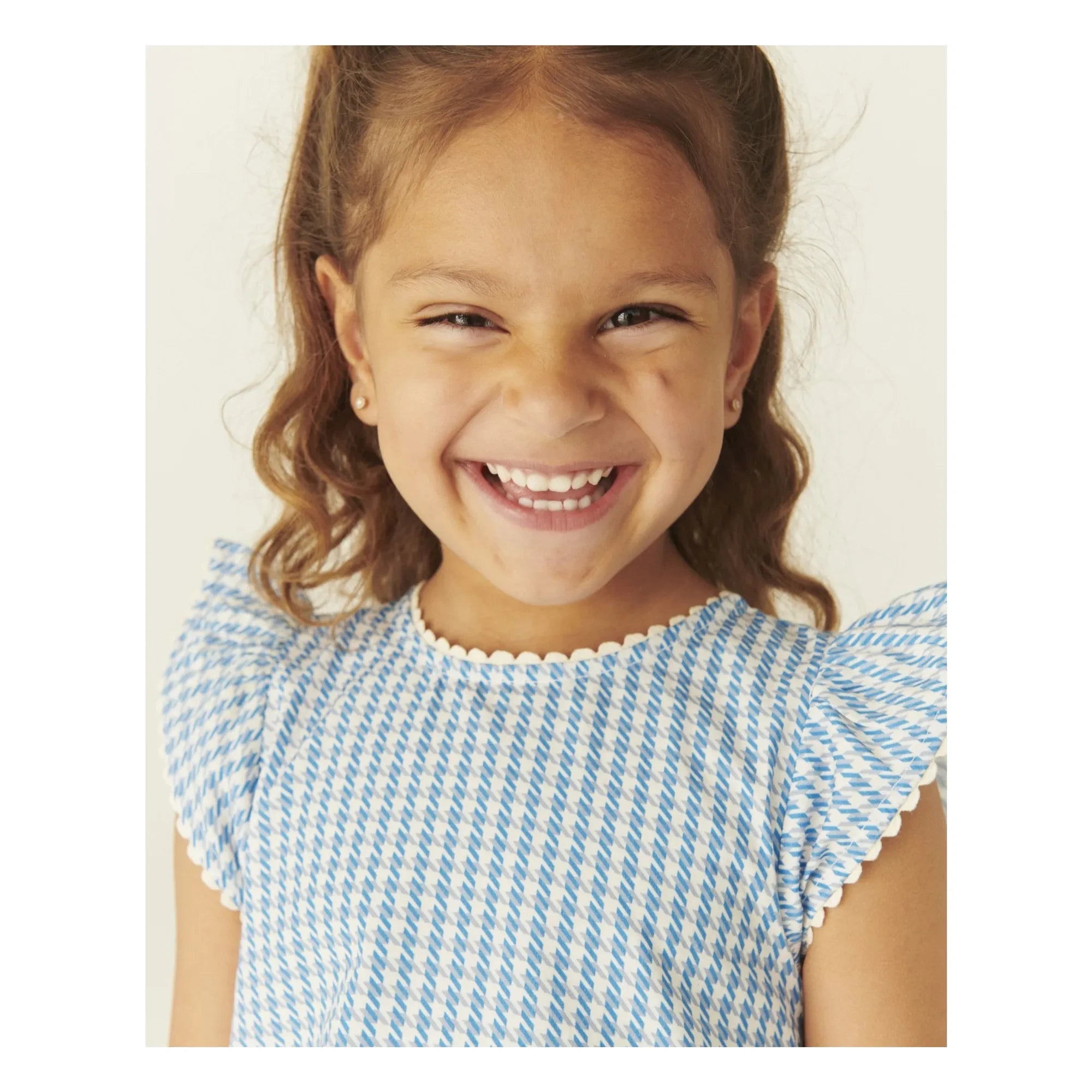 Copenhagen Colors - Houndstooth Organic Cotton Top and Shorts Set | Blue