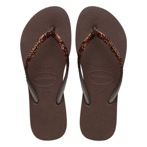 Havaianas - Slim Glitter Slides | Chocolate
