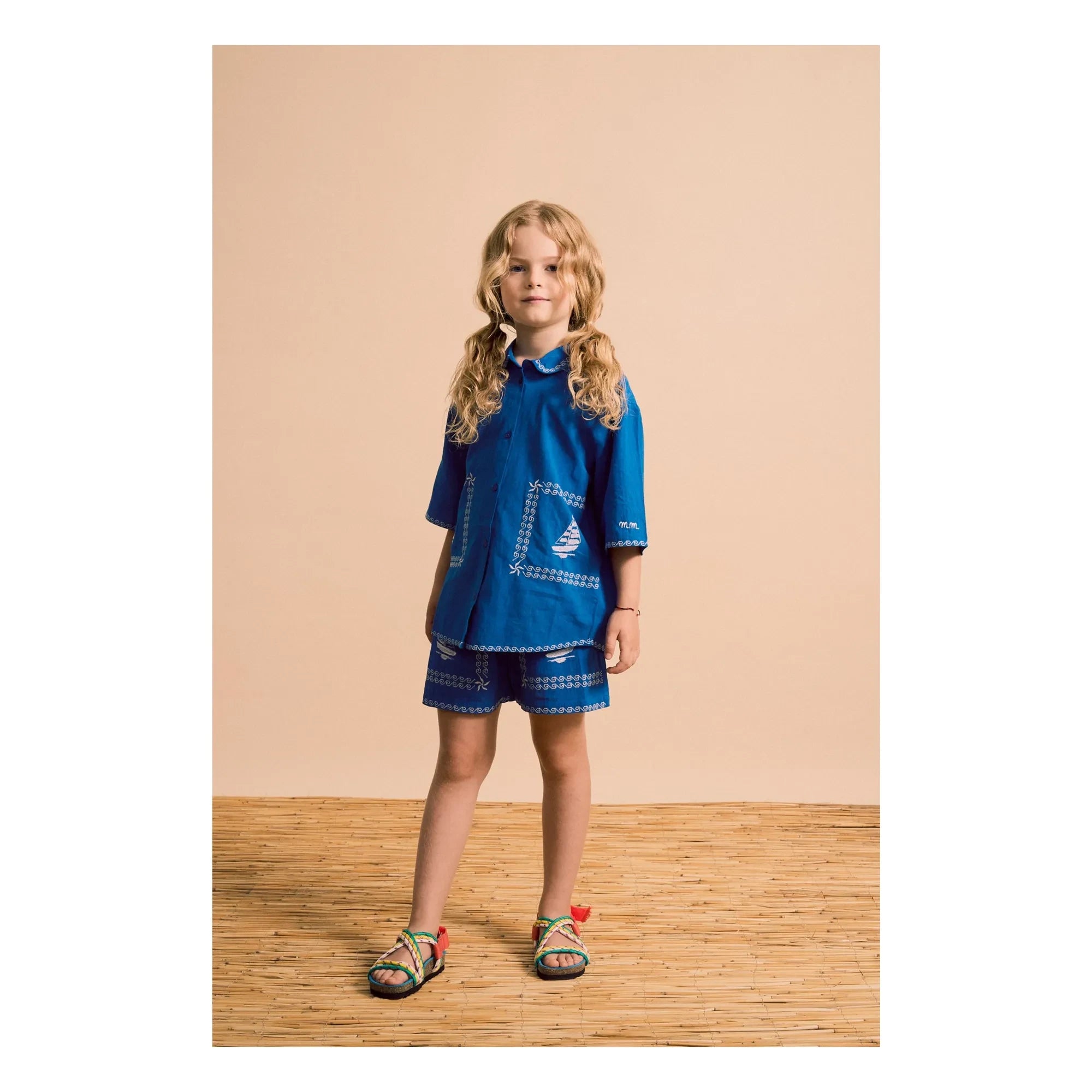 Maison Mangostan - Blue Embroidered Voile Shirt