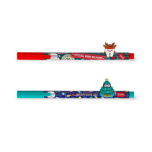 Legami - Set of Two Gel Pens with Animal Ornament - Jingle All the Way