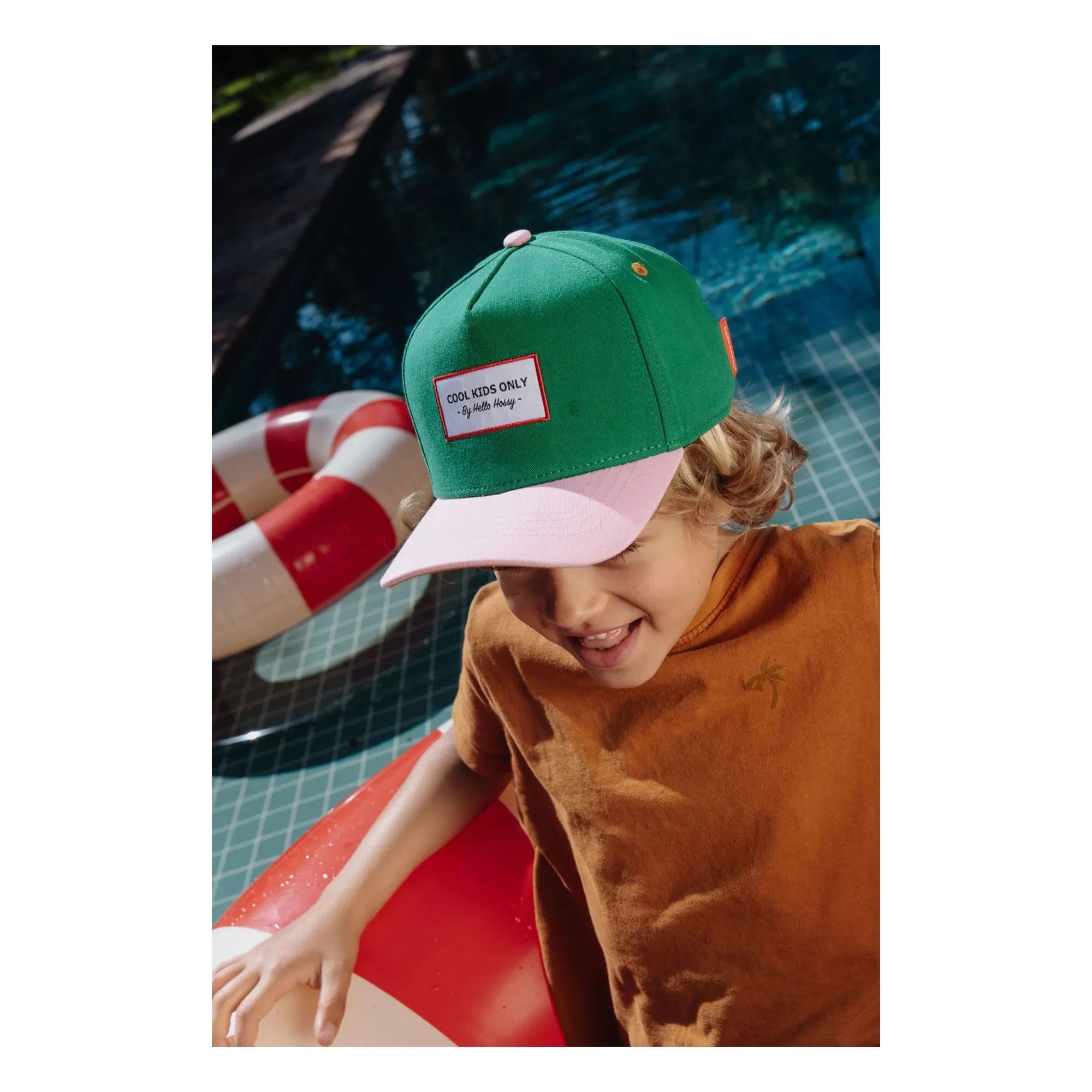 Hello Hossy - Organic Cotton Mini Curved Brim Hat | Chrome green