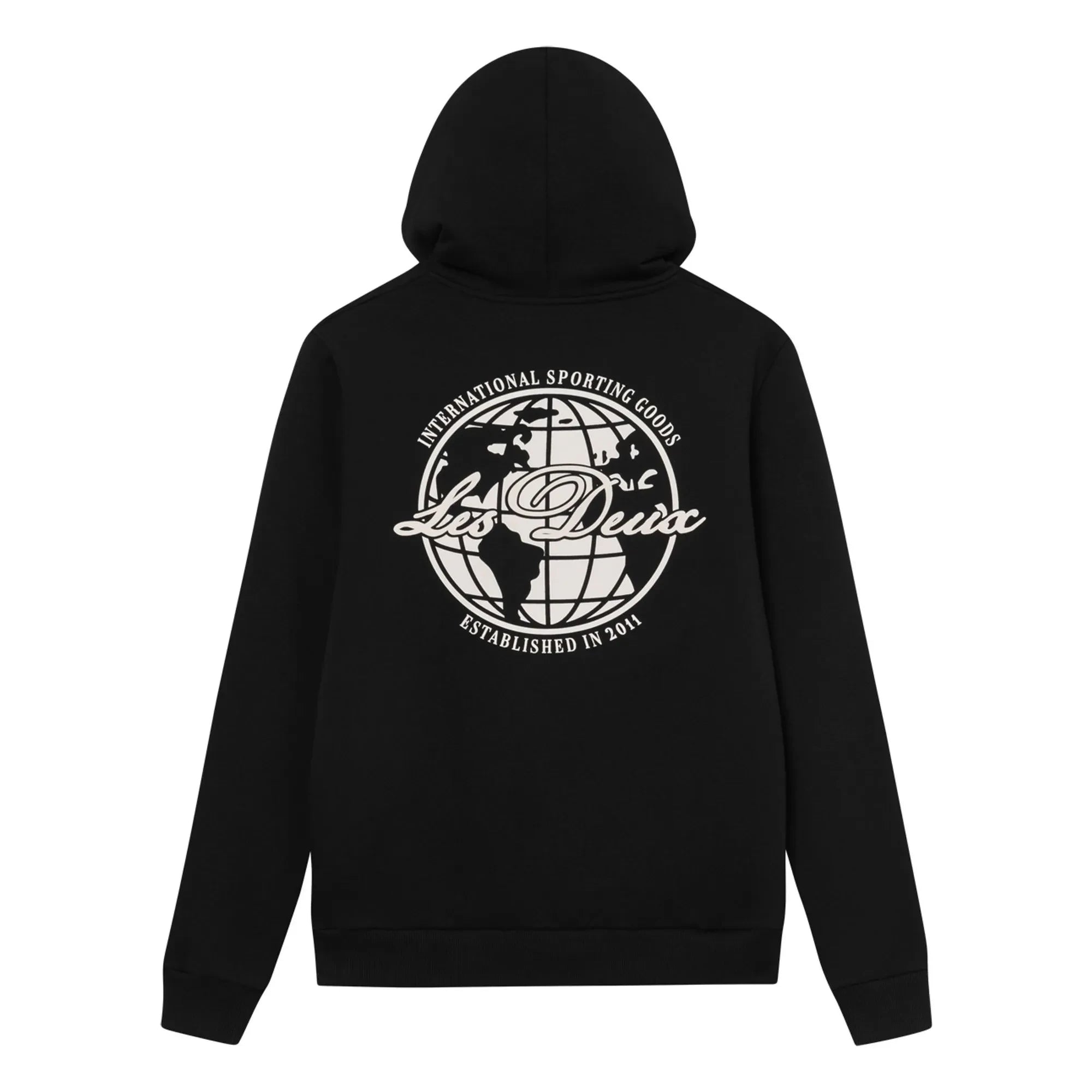 Les Deux - Ben Globe Organic Cotton Hoodie | Dark Black