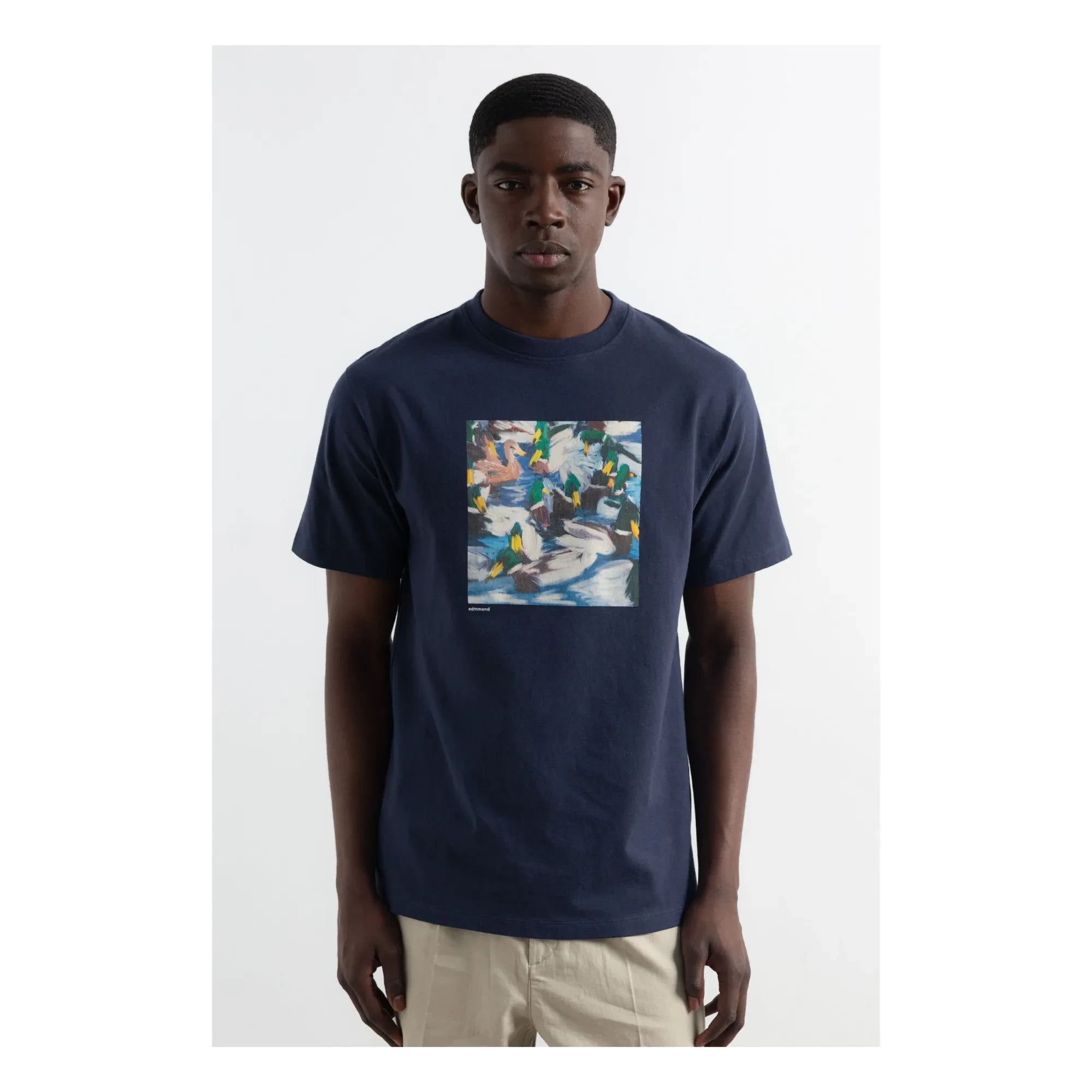 Edmmond Studios - Duck Lake Cotton T-Shirt | Dark Blue