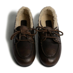 Posa - Leather and Faux Fur Boat Shoes | Brown