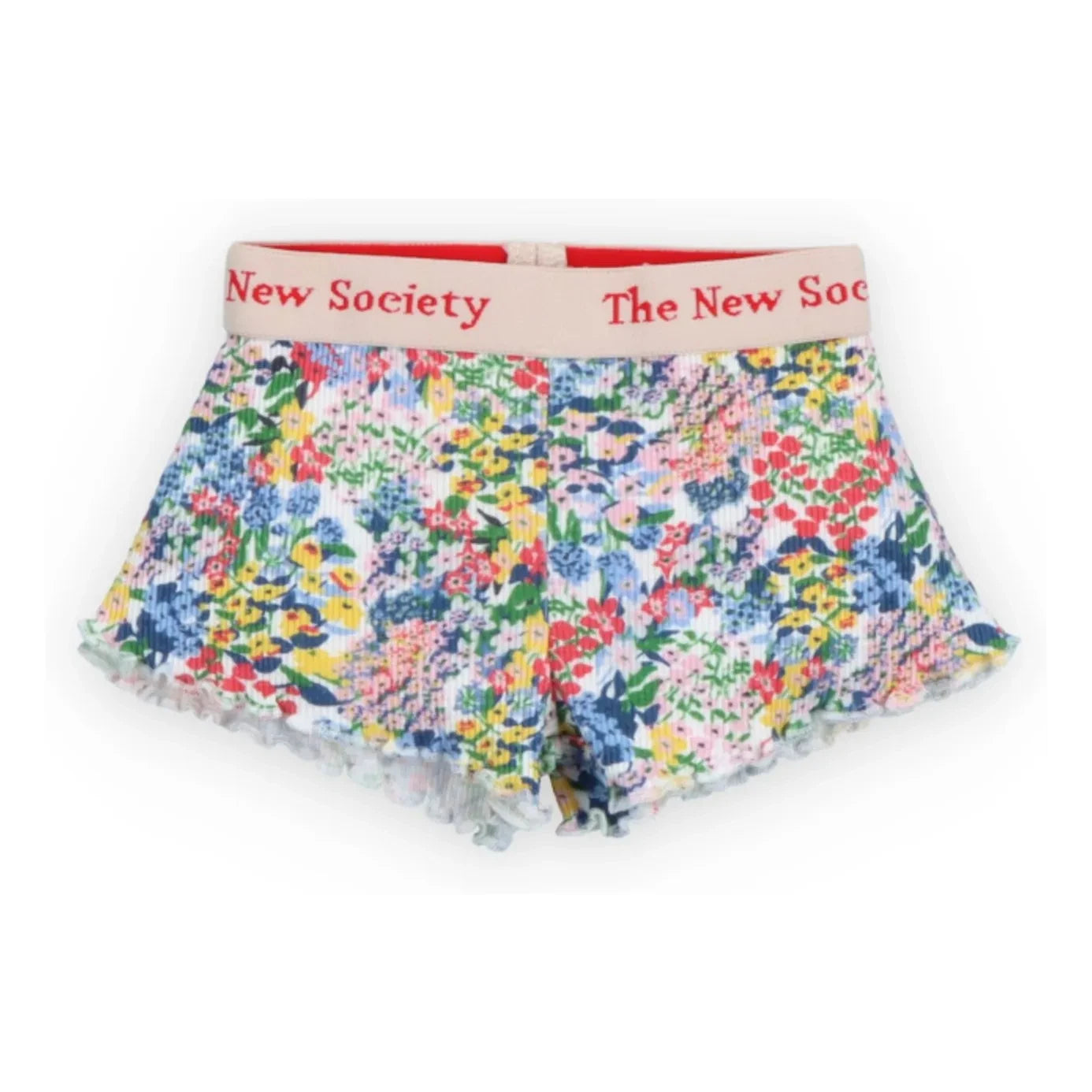 the new society - Verbena Floral Pattern Ribbed Shorts | Blue