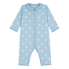 Petit Bateau - Sliced Heart Pattern Good Night Pajamas | Light Blue