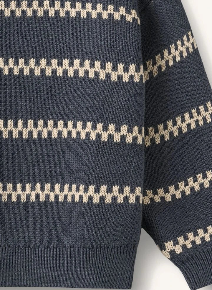 Wheat - Harlow Organic Cotton Jacquard Sweater | Ecru