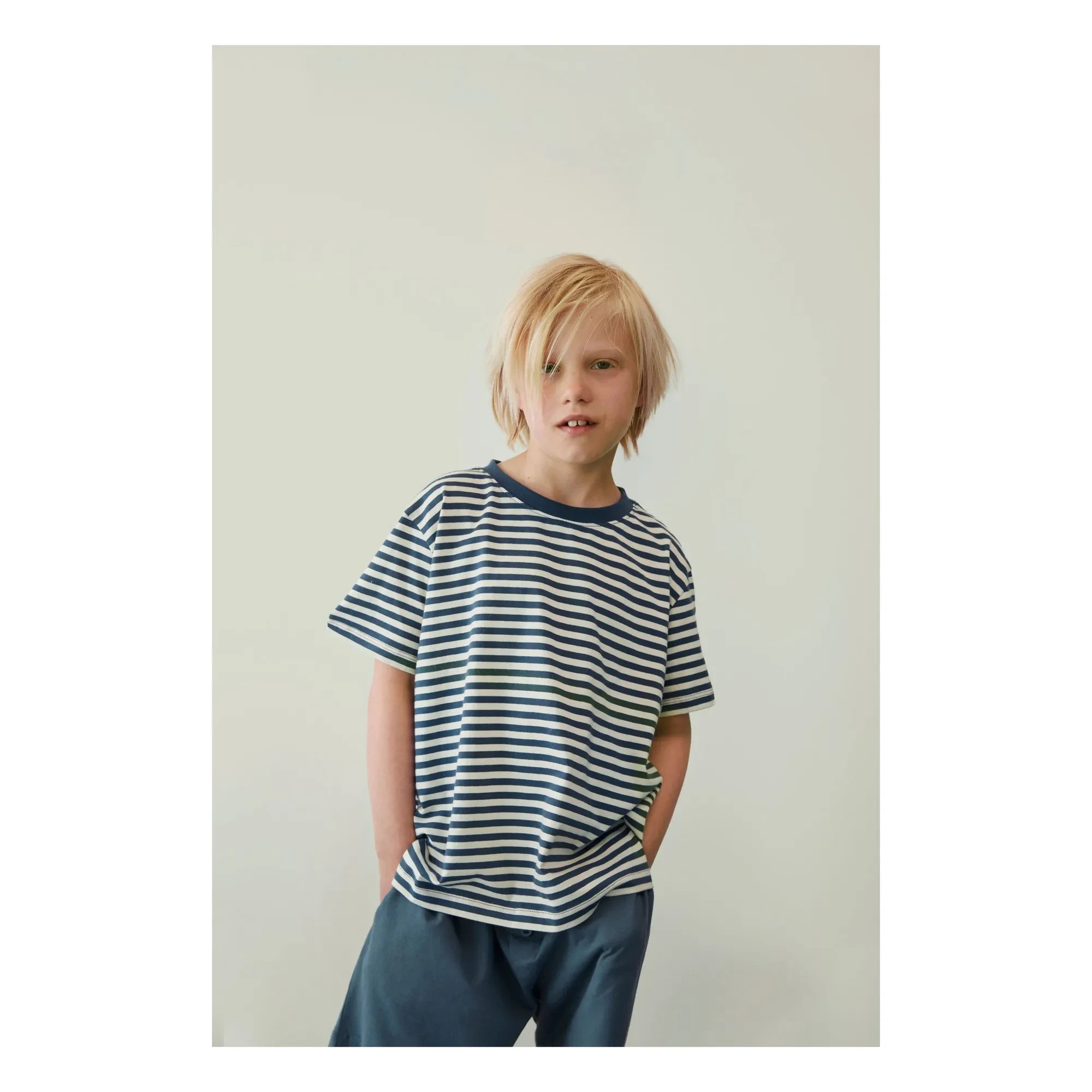 Gray Label - Oversized Striped Organic Cotton T-Shirt | Ice Blue