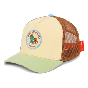 Hello Hossy - Trucker Rolling Pony Organic Cotton Cap with Curved Brim | Beige