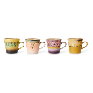 HKliving - Earthware Ceramic Cups - Set of 4 | Multicolor