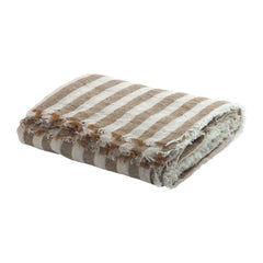 Maison de Vacances - Vice Versa fringed curtain, bayadère linen voile | Havana