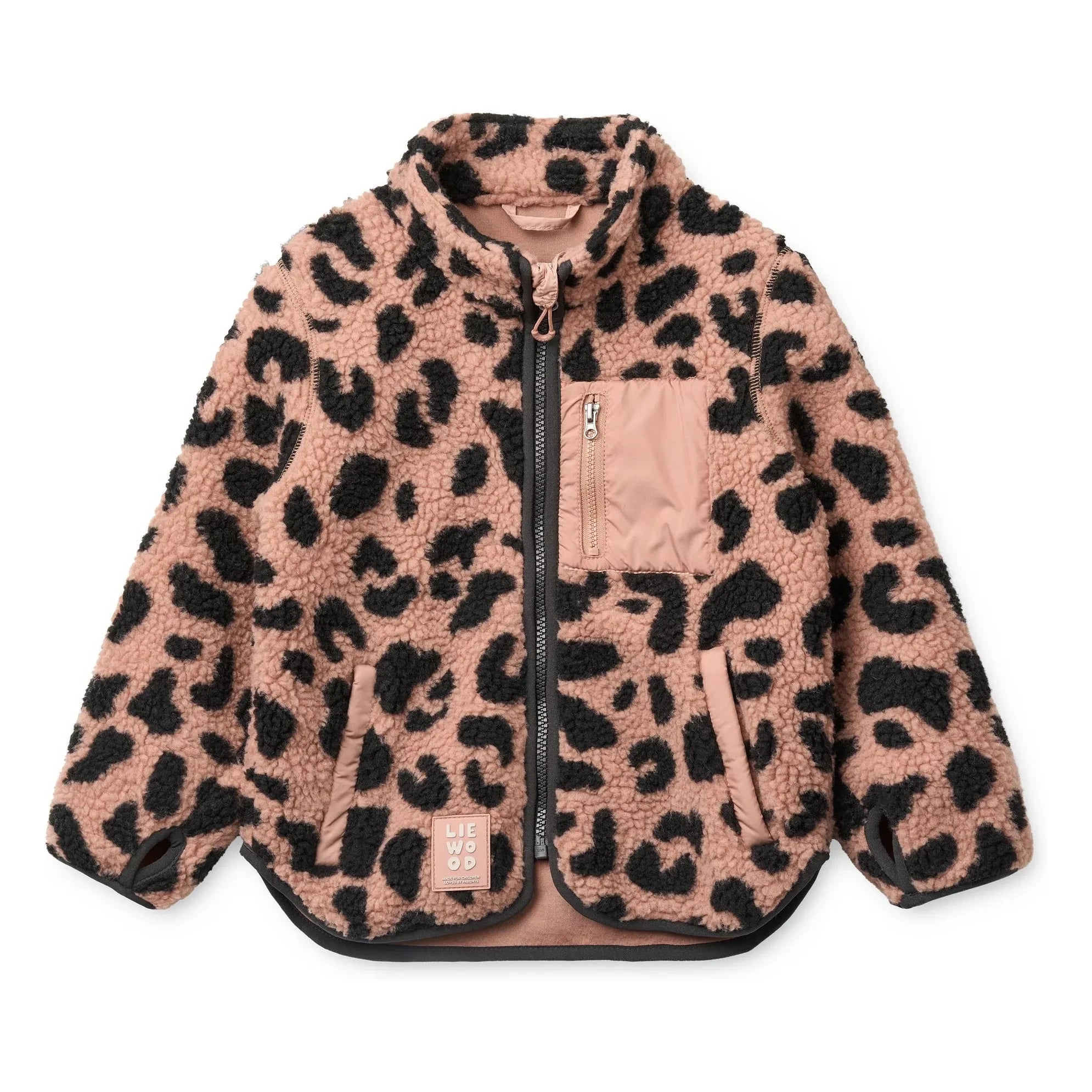 Liewood - Nolan Leopar Geri Dönüştürülmüş Elyaf Sherpa Ceket | Soluk Pembe