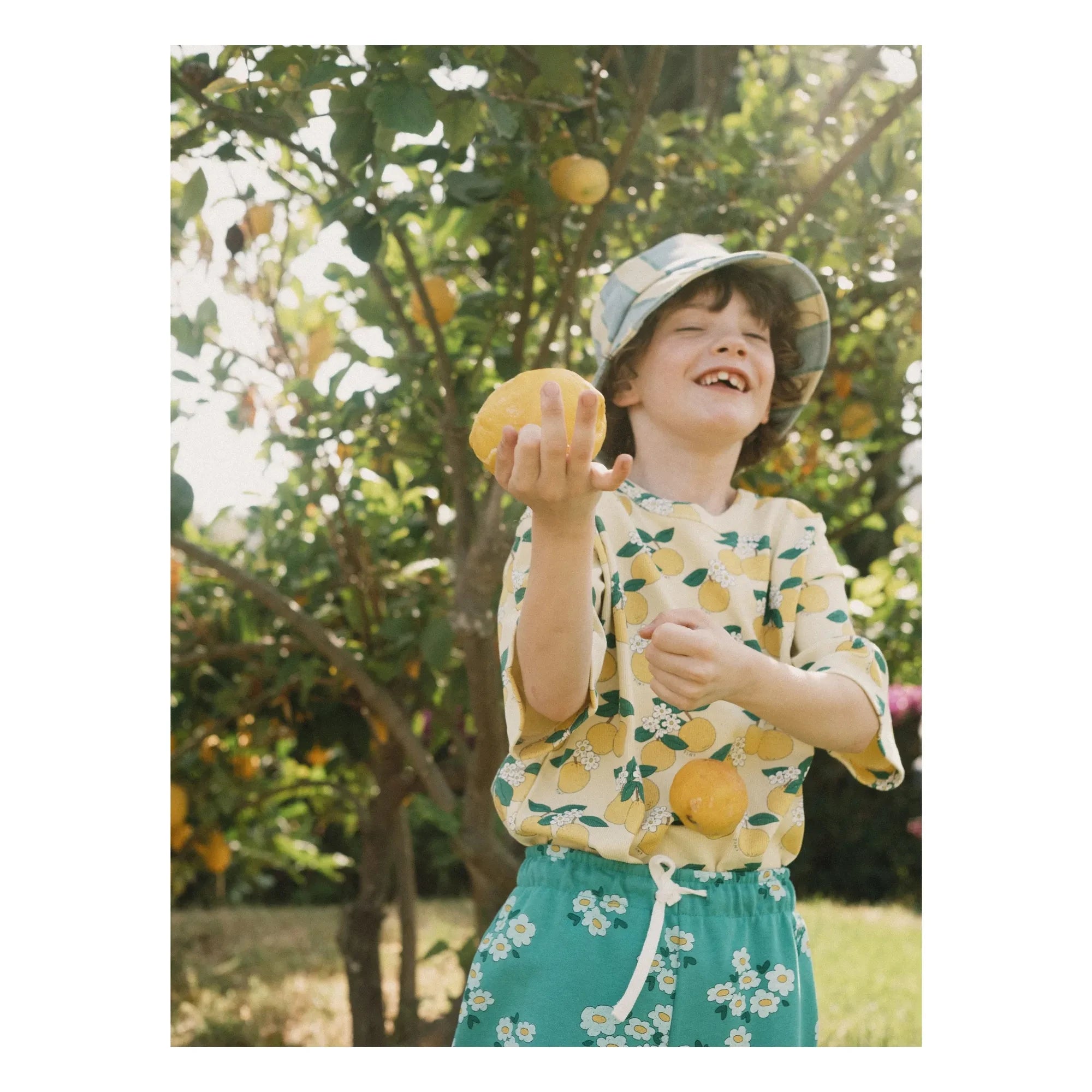 Tinycottons - Embossed T-Shirt Orange Organic Cotton | Pale Yellow