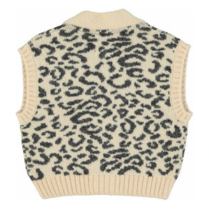 Piupiuchick - Leopard Wool Sleeveless Vest | Light Pink