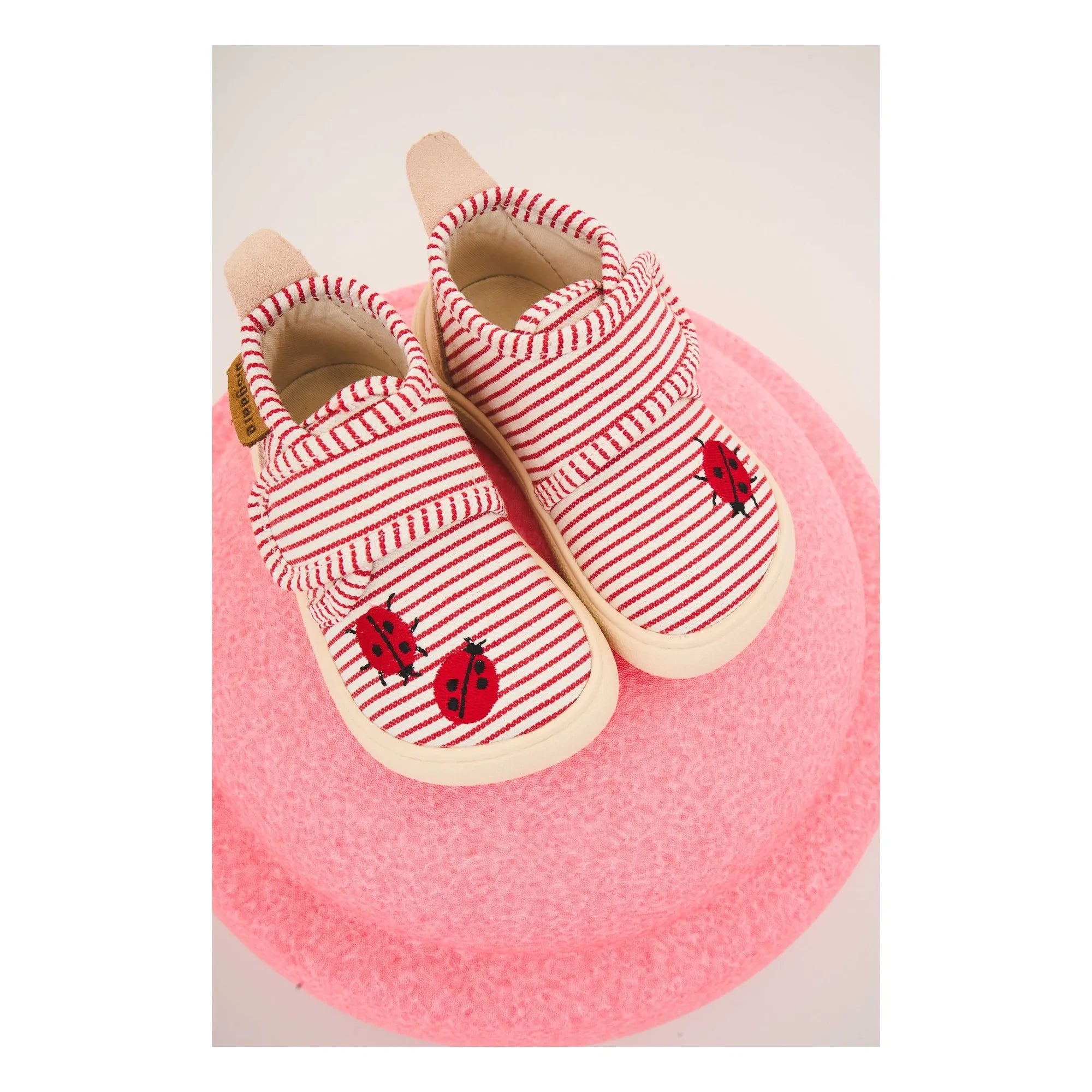 bisgaard - Ladybug Striped Scratching Slippers | Red