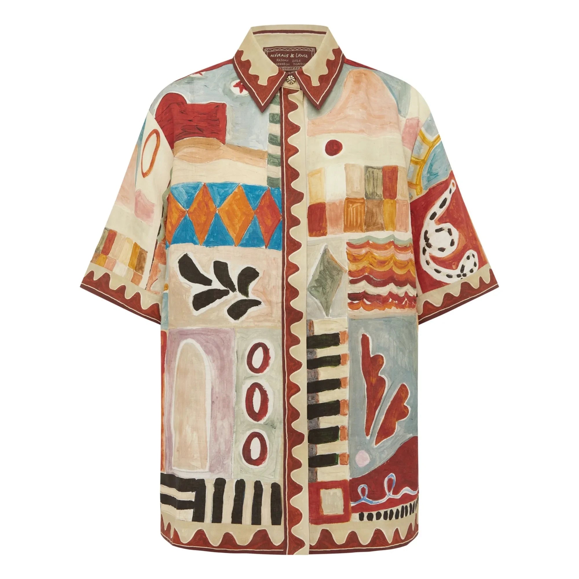 Alémais - Michelle Linen Short Sleeve Shirt | Ecru