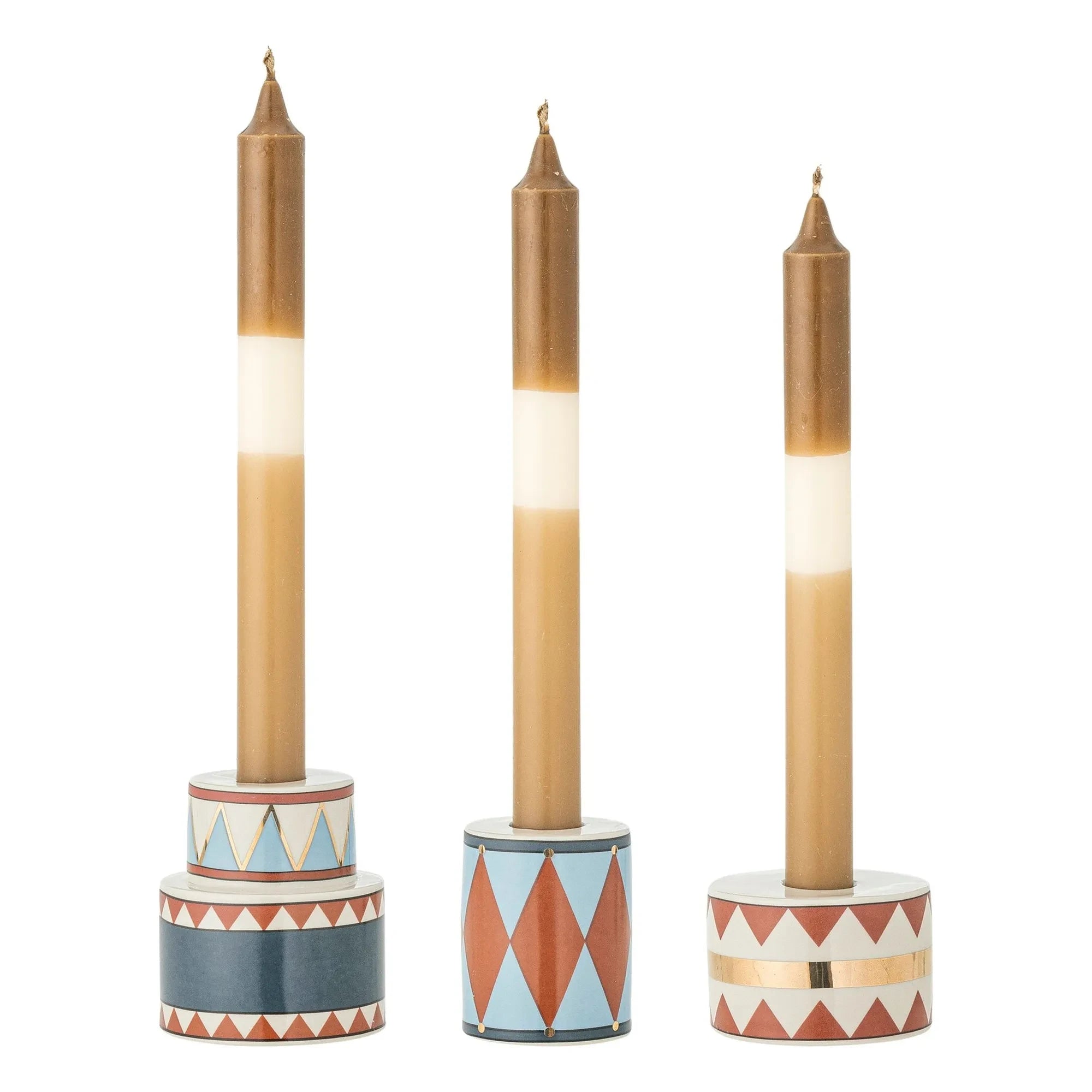 Bloomingville - Stoneware Bitja Candle Holders - Set of 3 | Multicolor