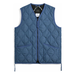 Taion - Unisex V Yaka Kolsuz Askeri Ceket | İndigo mavi