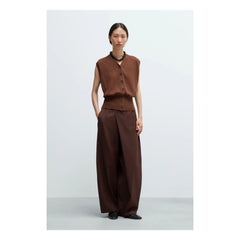 Cordera - Slim Fit Wool Double Button Pants | Burgundy