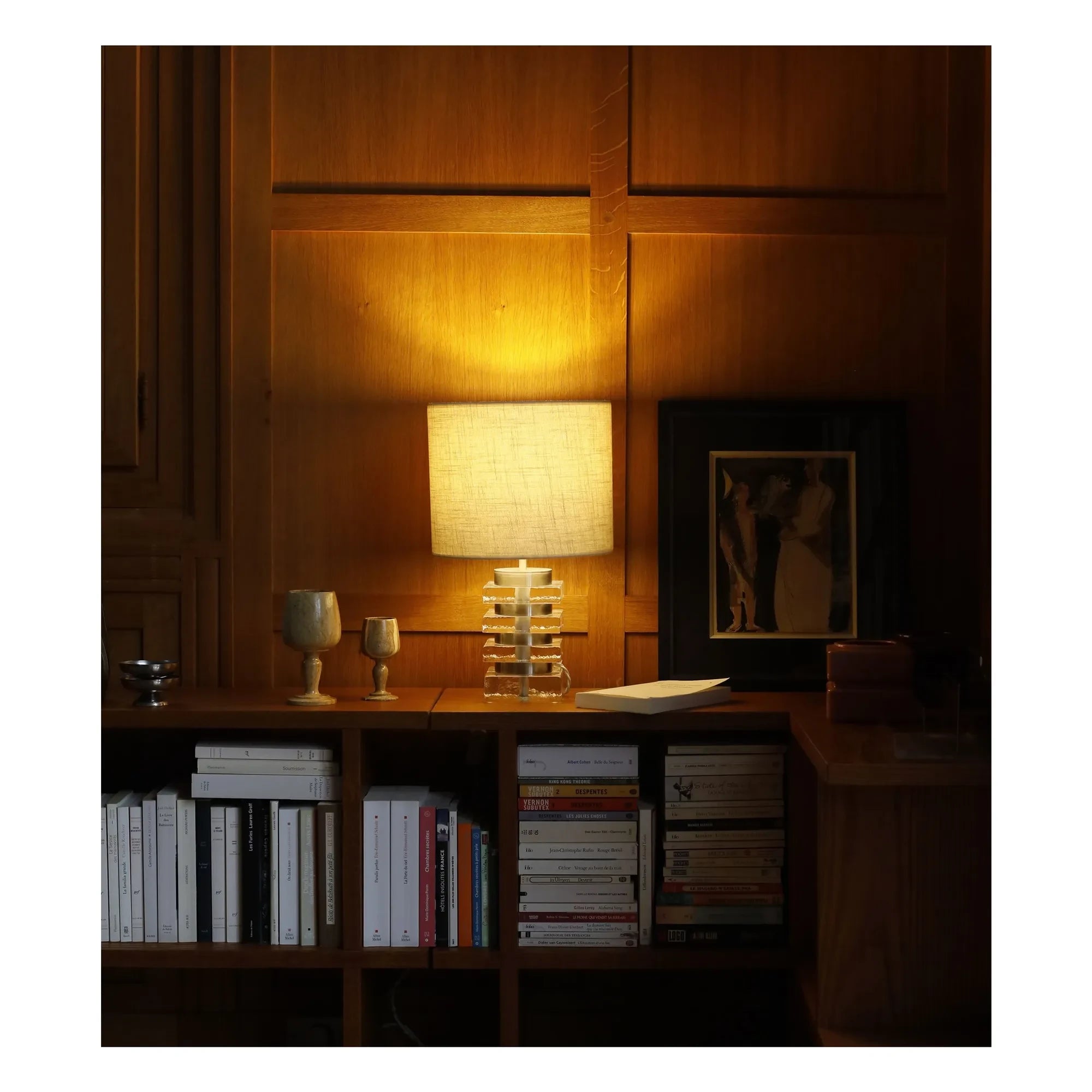 The Socialite Family - Marta Glass and Textured Fabric Table Lamp | Transparent