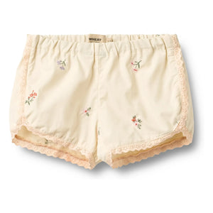 Wheat - Lace Embroidered Shorts Organic Cotton Flowers | Ivory