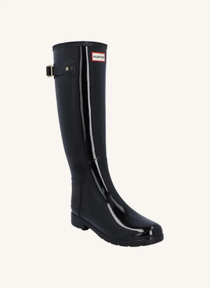 Hunter - Gold Trim Vernis Leather Wellington Riding Boots | Shiny Black