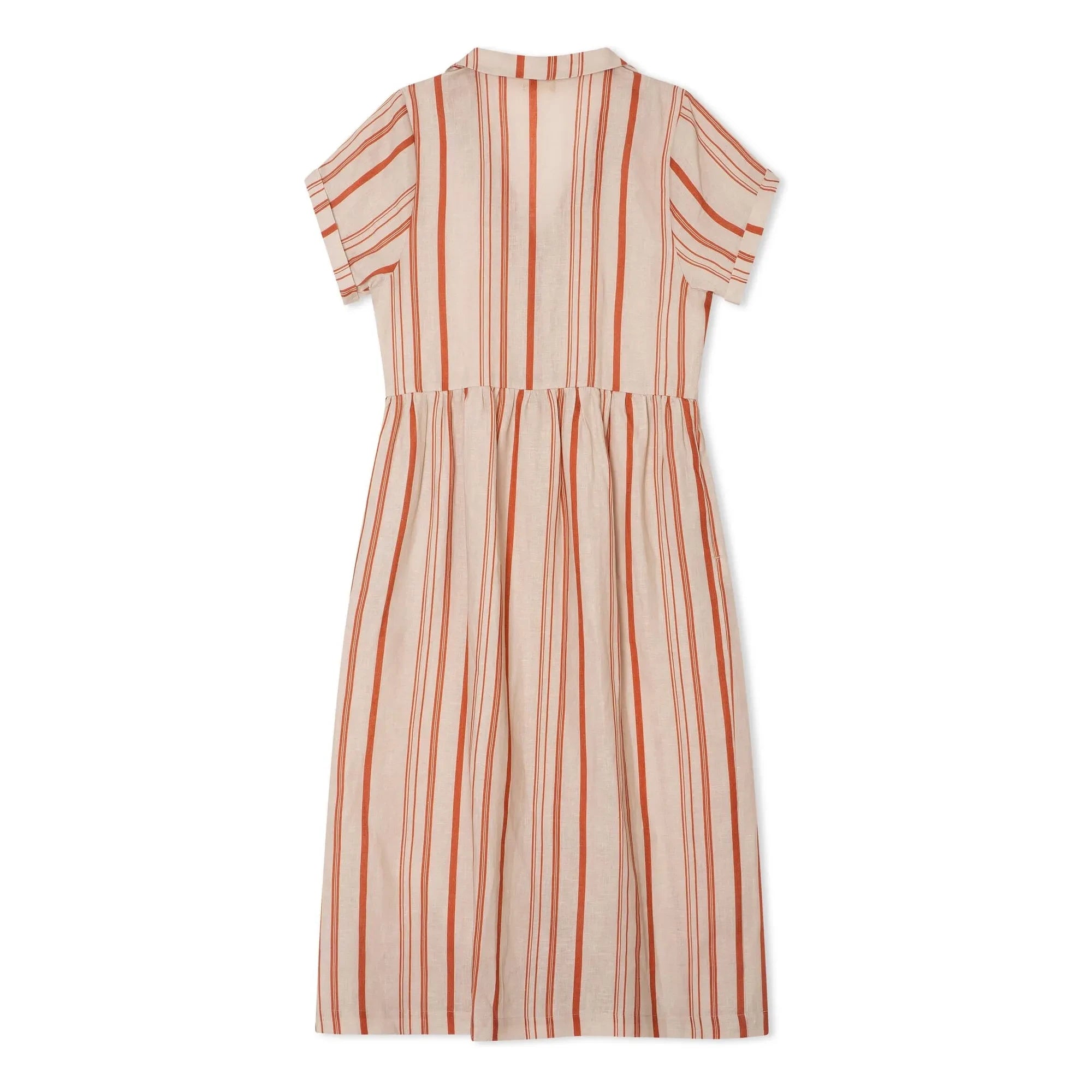 Matona - Striped Linen Midi Shirt Dress | Off White