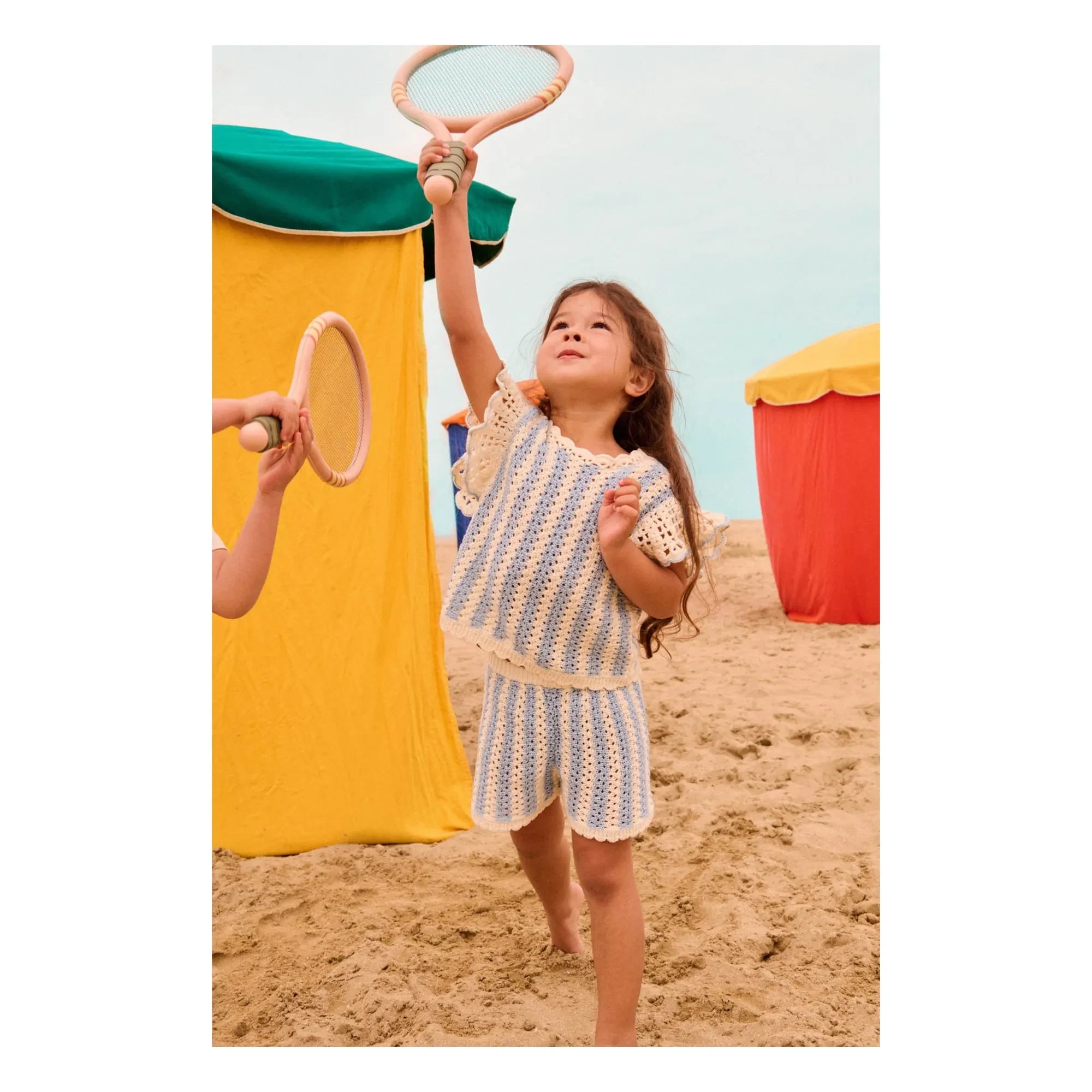 Louise Misha - Lyse Striped Mesh T-shirt | Blue