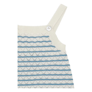 FUB - Organic Cotton Fine Knit Striped Openwork Tote Bag | Azure blue