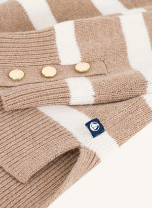 Petit Bateau - Striped Wool Turtleneck Sweater | Beige