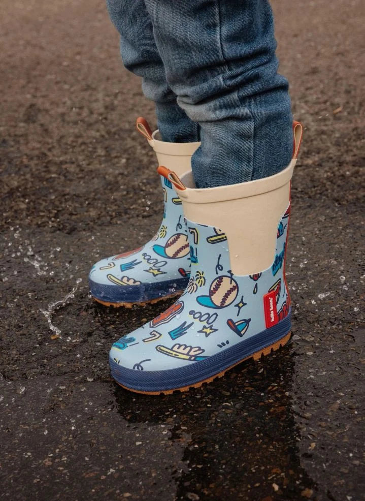 Hello Hossy - Baseball Themed Rain Boots | Blue