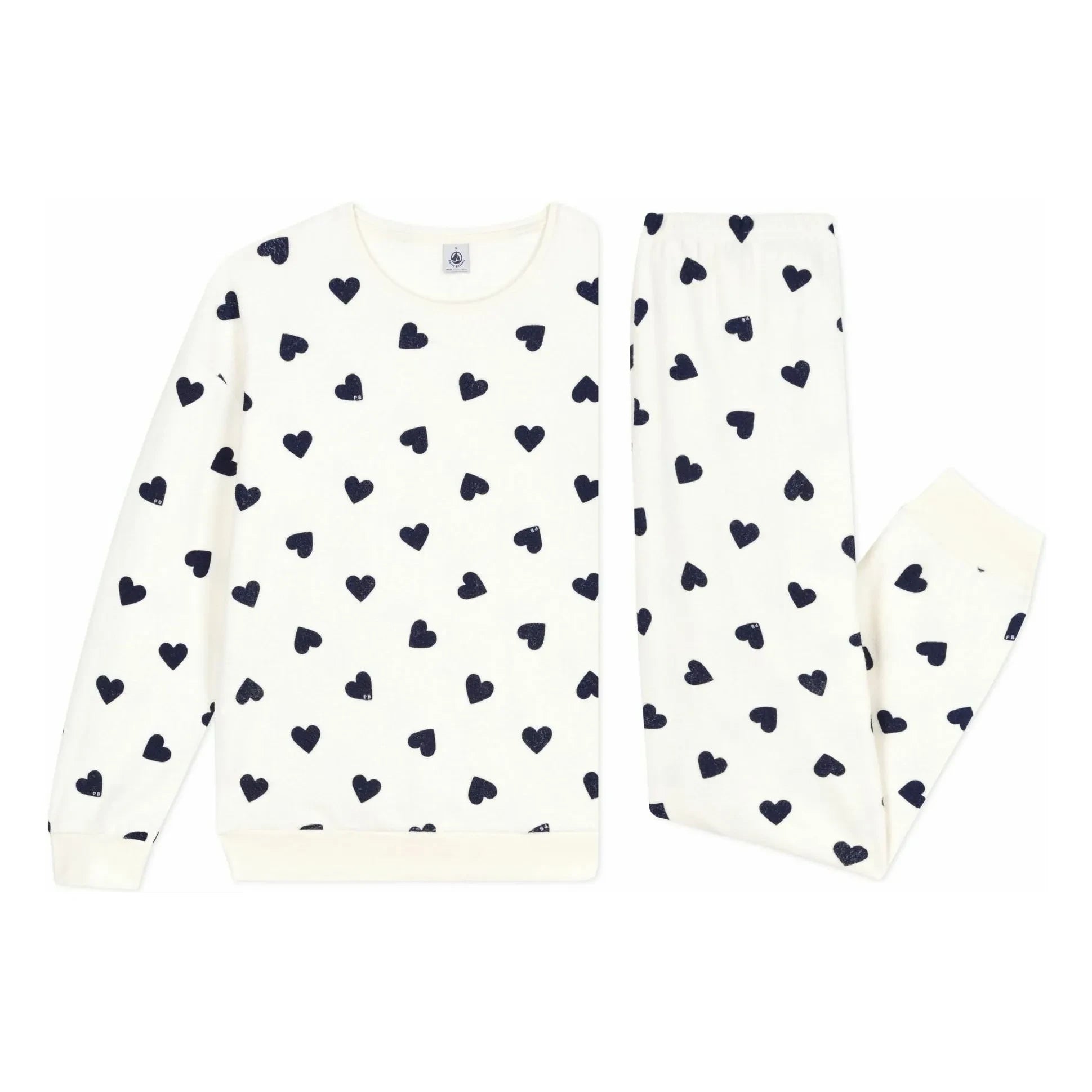 Petit Bateau - Sünger kalpli pijama | Ecru