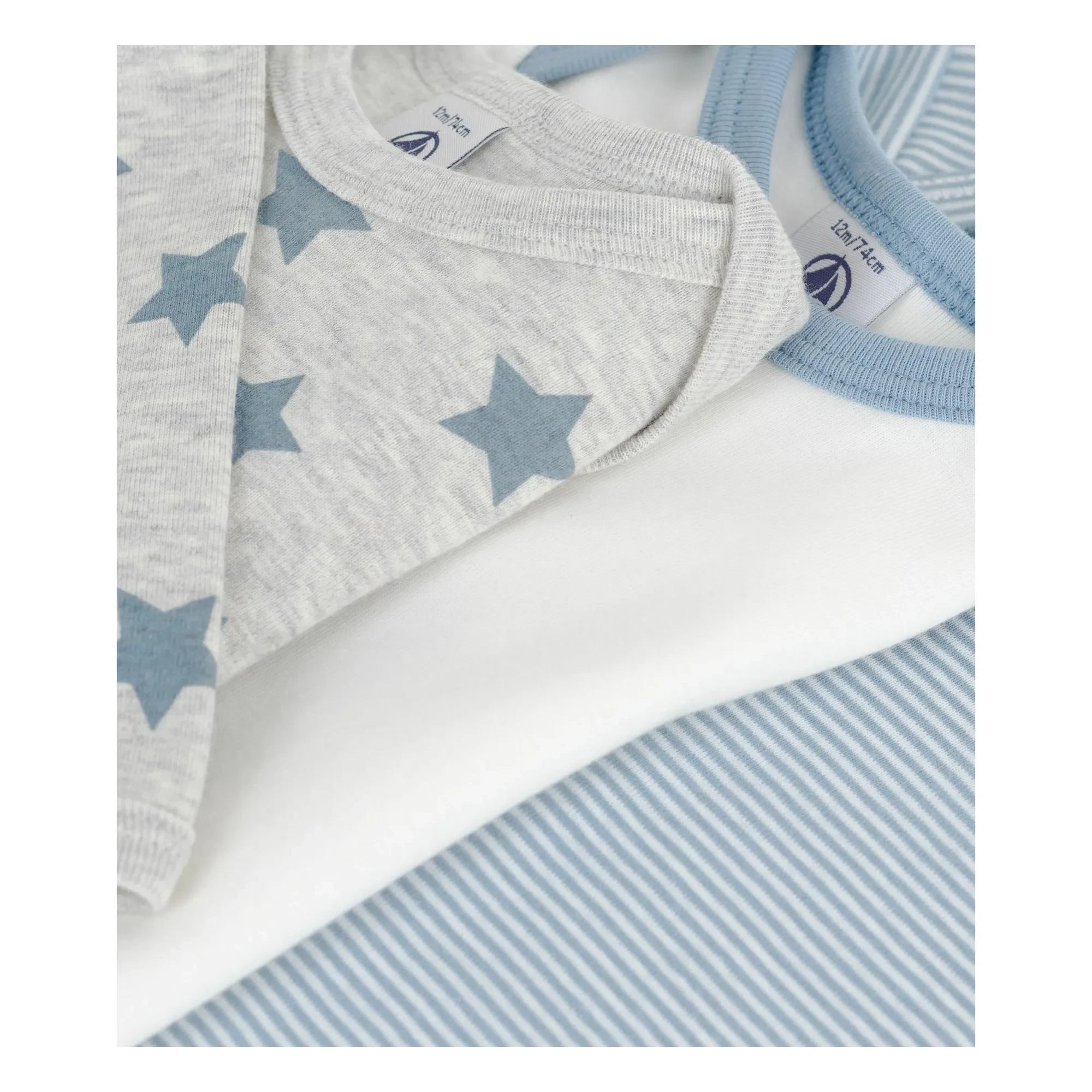 Petit Bateau - 3’lü Çizgili Body Seti | Mavi