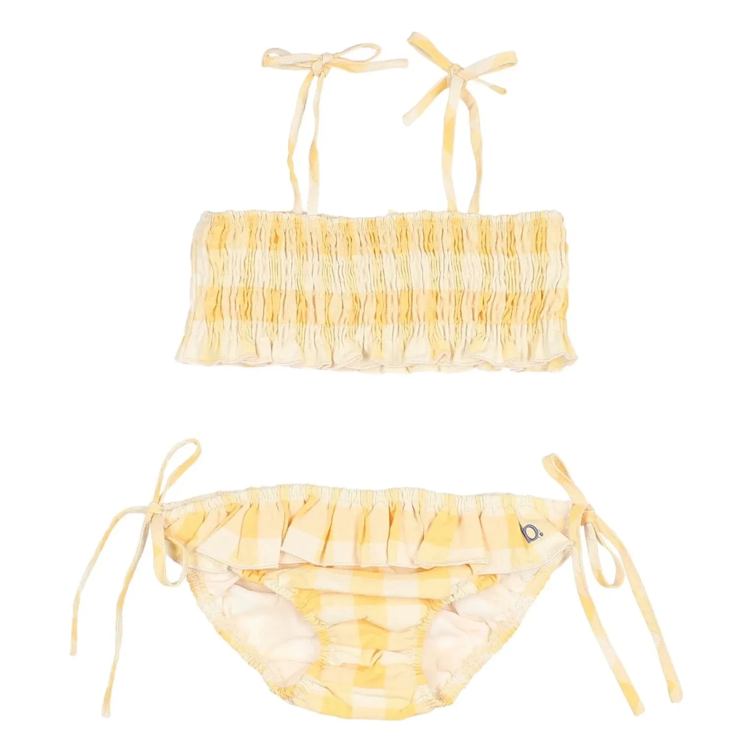 Búho - Vichy Seersucker Organic Cotton Swimsuit | Yellow
