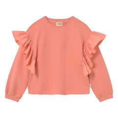 Cozmo - Eira Organic Cotton Ruffled Sweatshirt | Coral