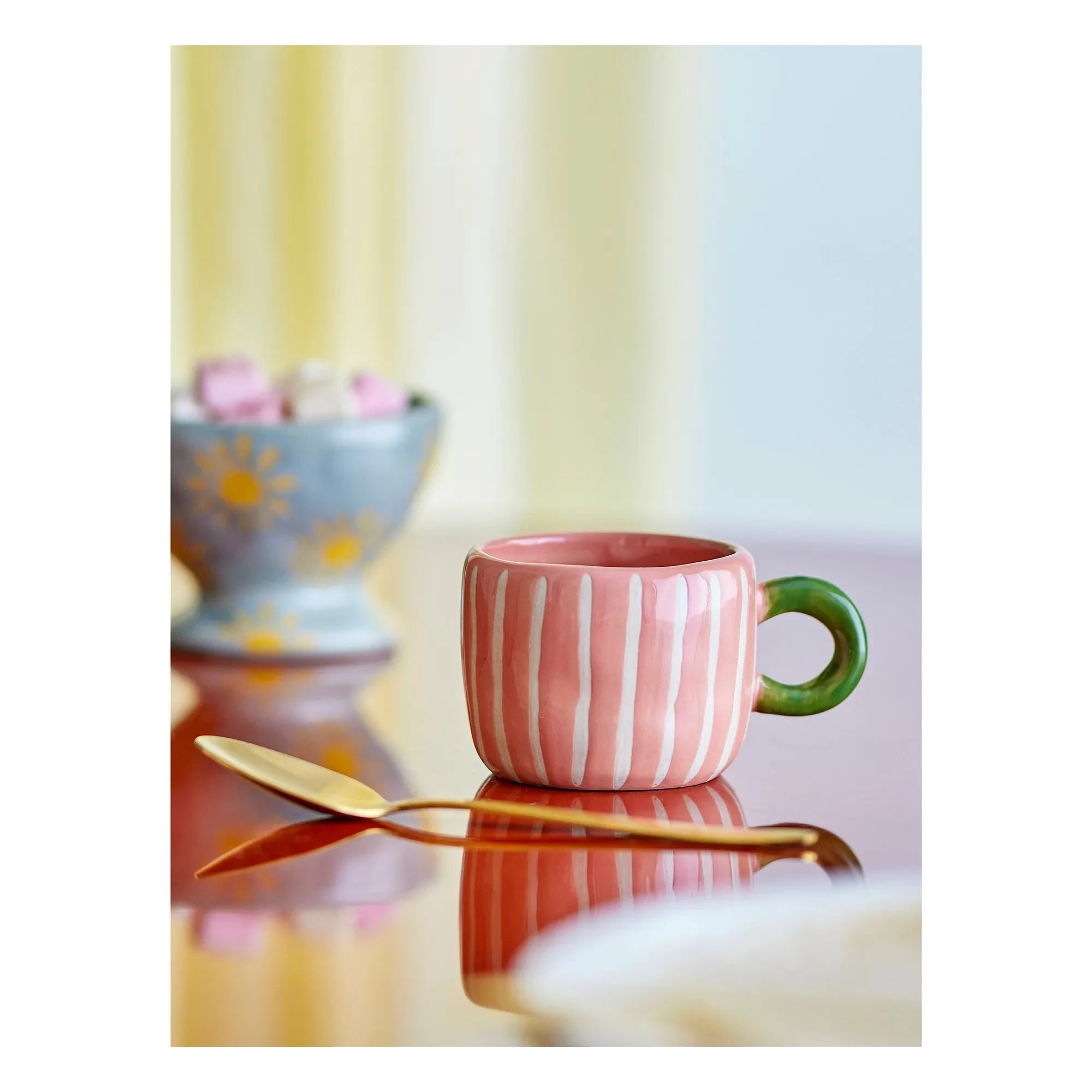 Bloomingville - Nini Striped Stone Ceramic Mug | Pink