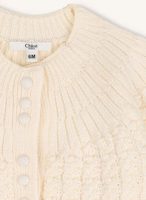 Chloé - Organik pamuklu bebek hırkası | Chalk
