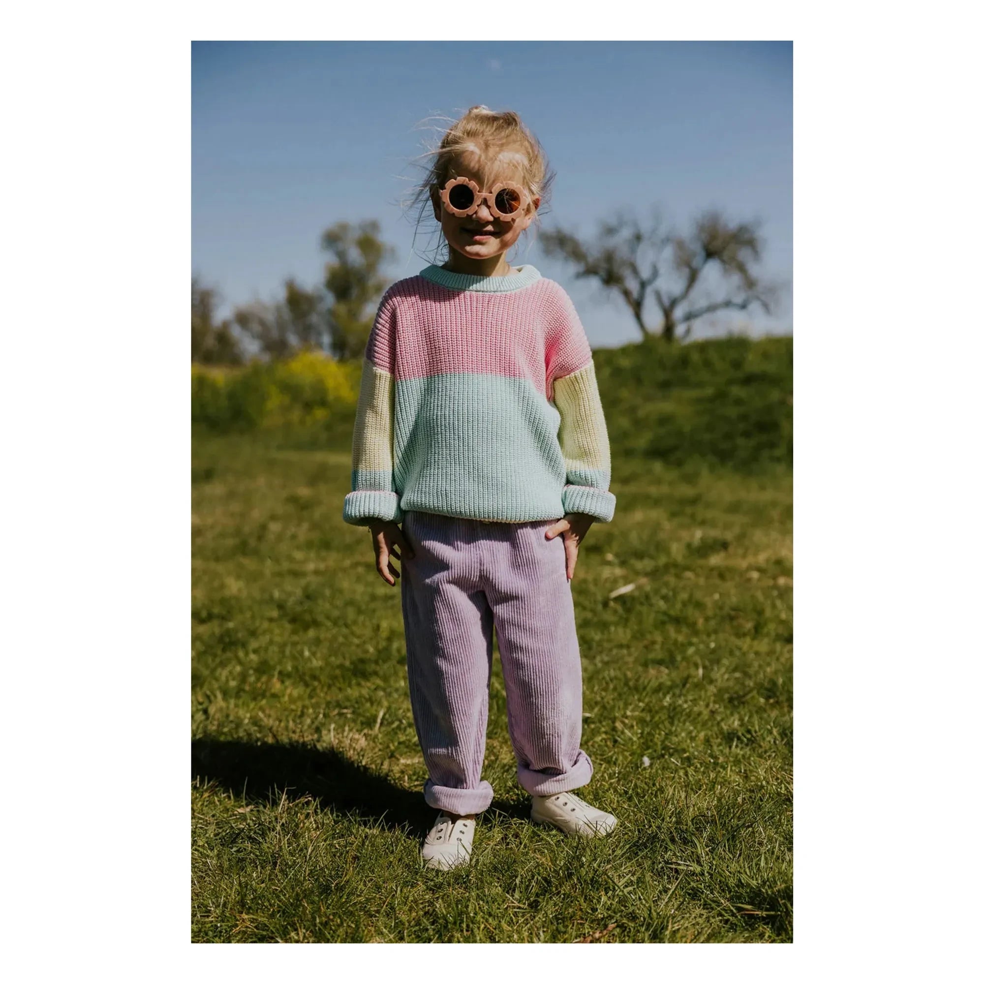 Yuki - Color Block Organic Cotton Sweater | Green Water