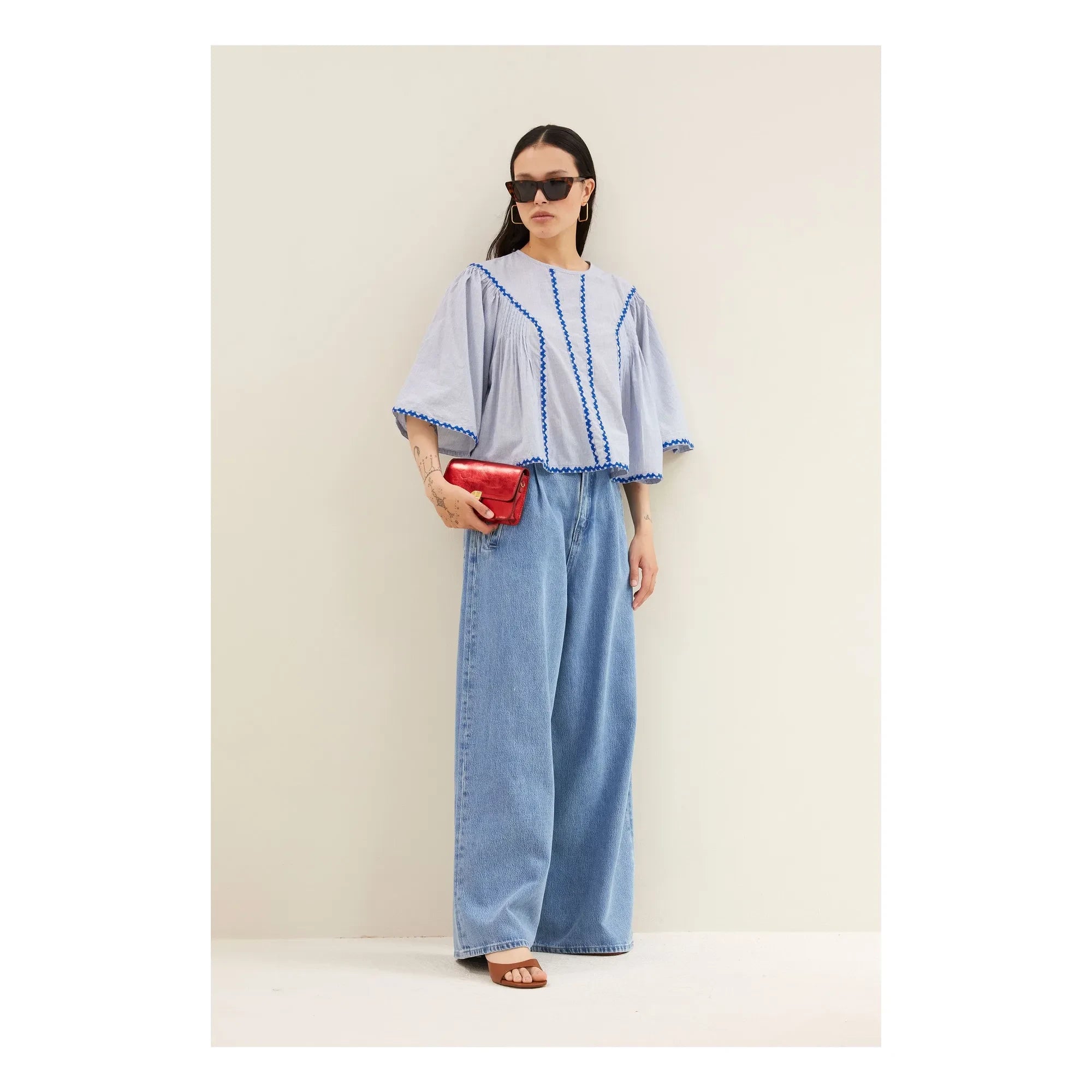 By Bar - Davin Organic Cotton Blouse | Blue