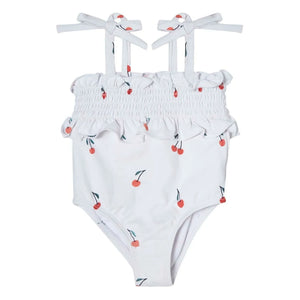 Tocoto Vintage - Cherry Gathered Swimsuit | White