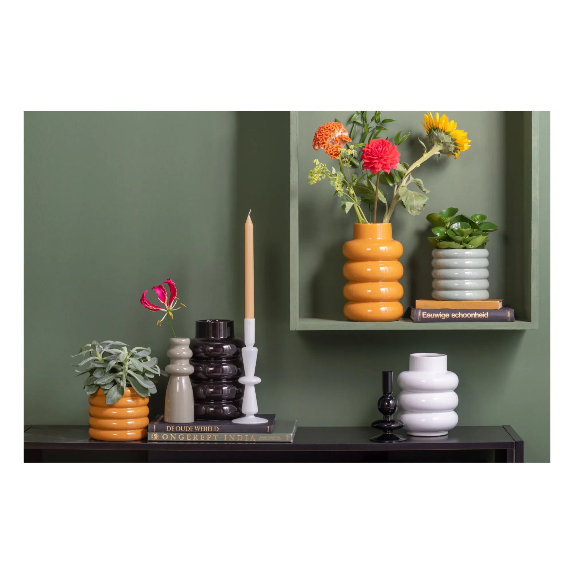 Present Time - Bobby Ceramic Flower Pot | Verdigris