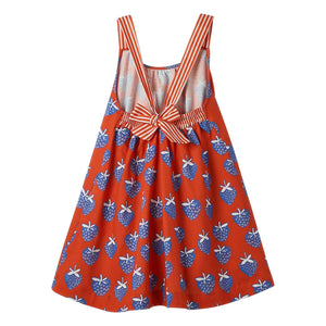 Fabula - Strawberry Patterned Flared Dress | Red