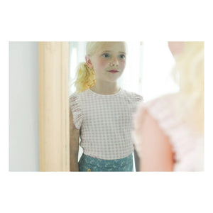 Soor Ploom - Pointelle Ruffled Vichy Organic Cotton T-Shirt | Pink