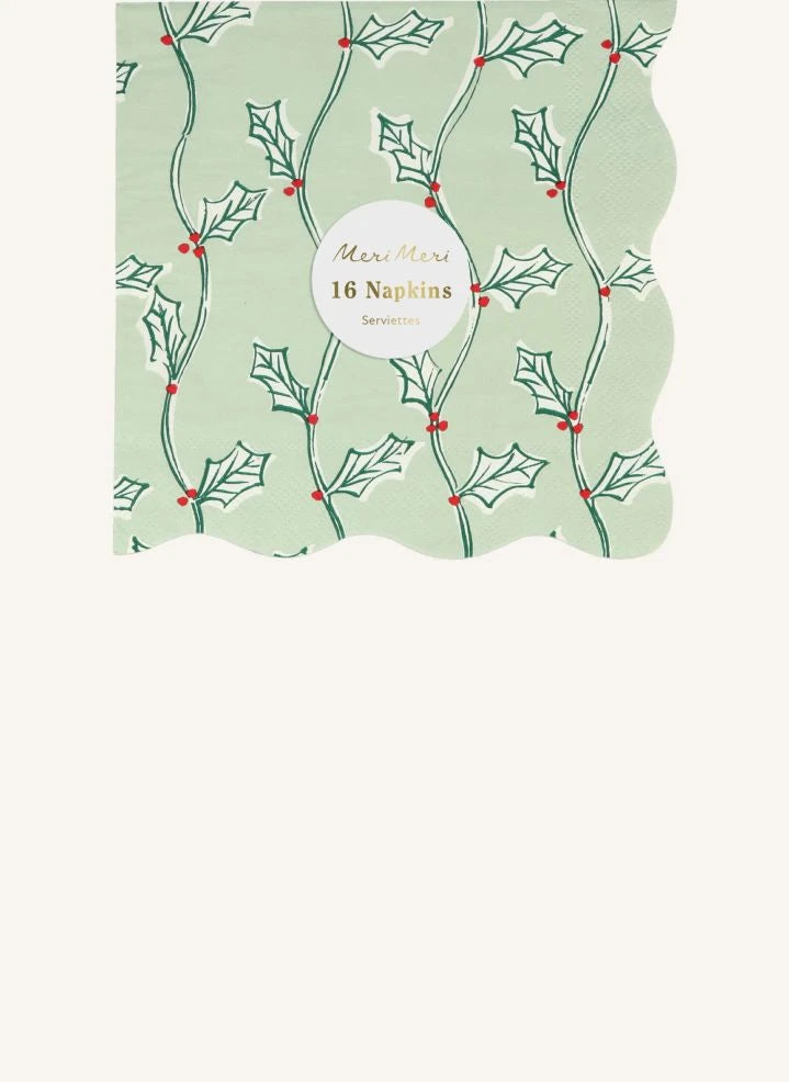 Meri Meri - Large Block Printed Christmas Napkins - Set of 16