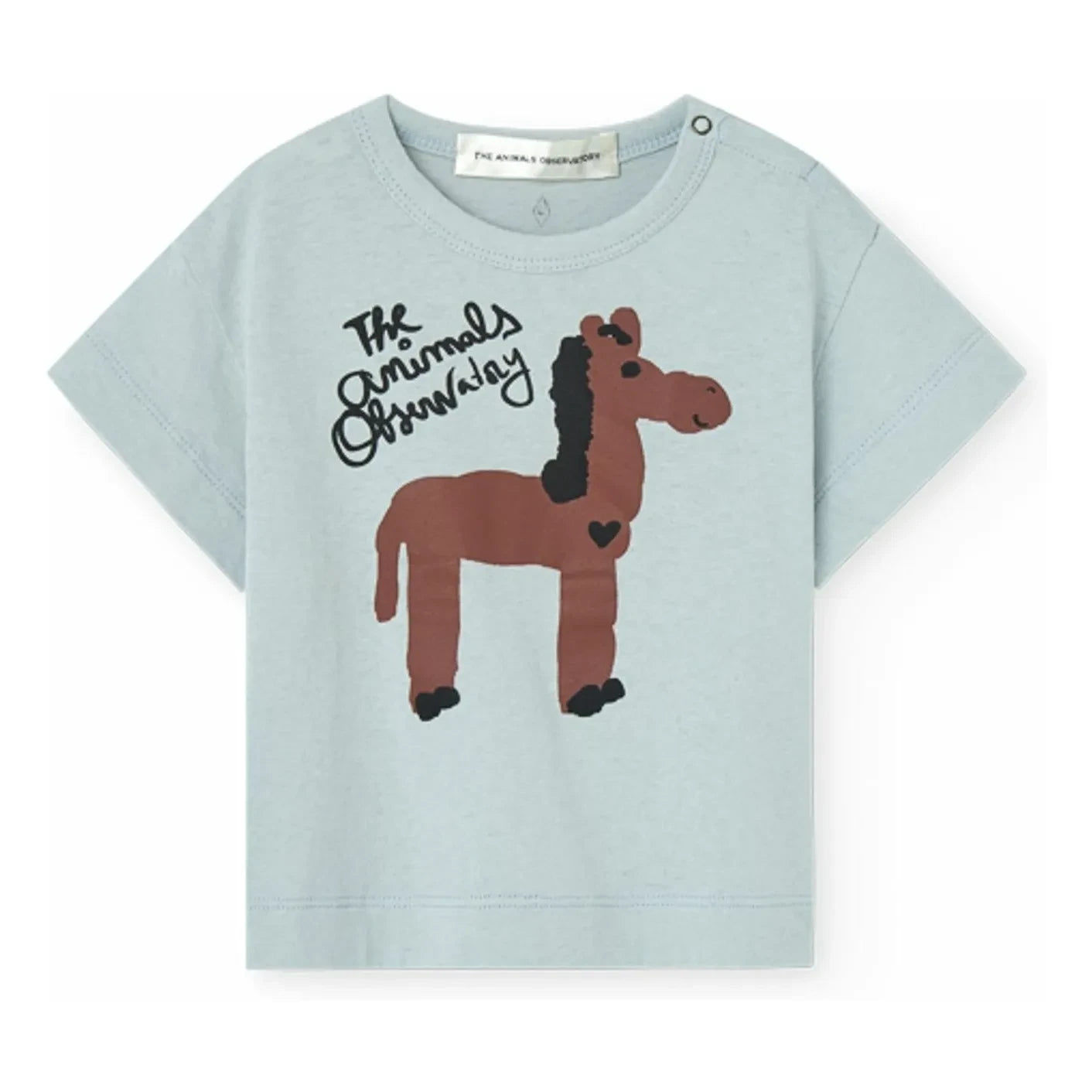 The Animals Observatory - Pangolin Horse Organic Cotton T-Shirt | Light Blue