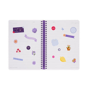 Legami - A5 Lined Defter ile Illustrated Hard Kılıf - Çiçekler - Jotter - Spiral-Bound