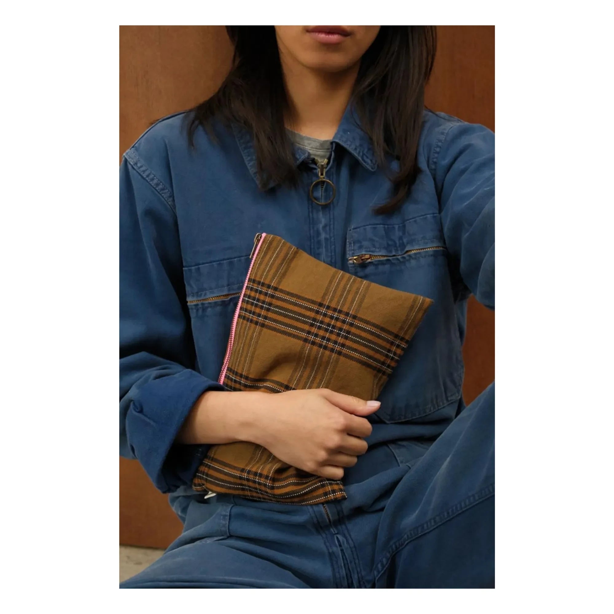Rose in April - Lili Tartan Clutch Bag | Brown