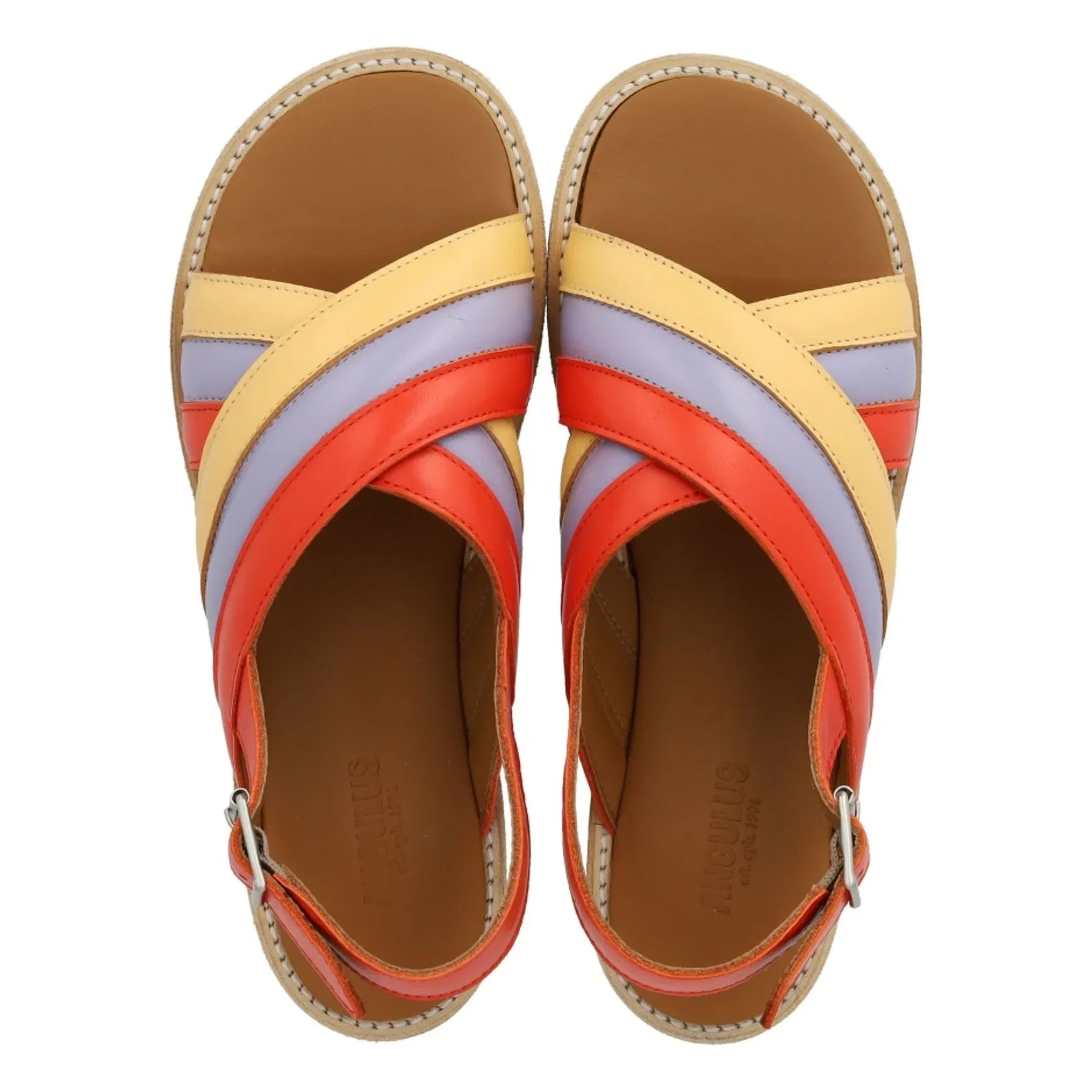Angulus - Color Block Cross Strap Sandals | Pale Yellow