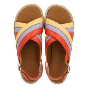 Angulus - Color Block Cross Strap Sandals | Pale Yellow